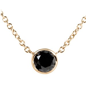 14K Yellow Gold and 0.5ct Black Diamond Solitaire Necklace