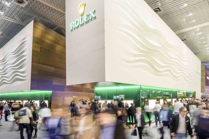 The Rolex "booth" at Baselworld is a multi-storied structure.