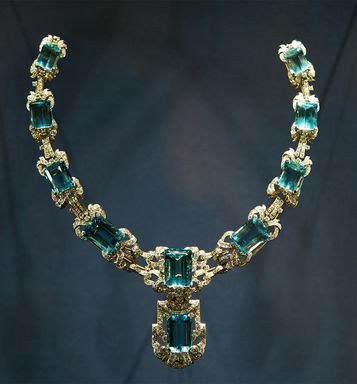 Queen Elizabeth II's Aquamarine and Diamond Necklace, a Coronation Gift from Brazil