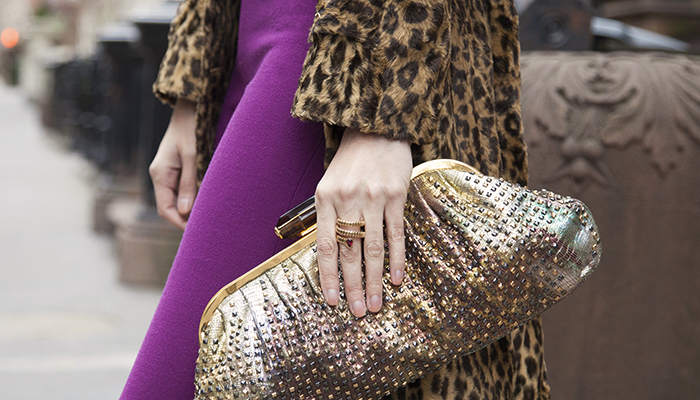 Purple Pants and Bulgari Ring