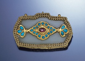 Le Vian Turquoise, Gold and Ruby Slide Pendant, Circa 1501 