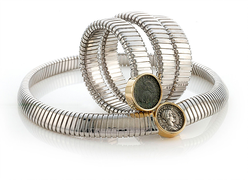 Sterling silver and 18-karat gold Luna bracelets 