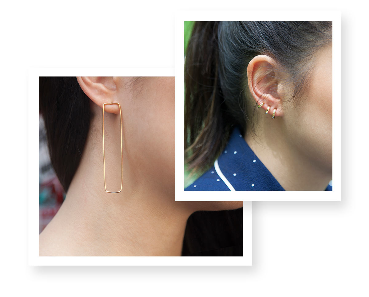 Swap out one of your stud earrings for a dramatic chandelier earring. 