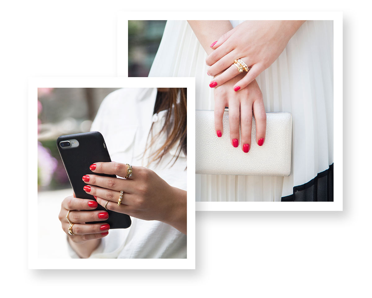 Stack up delicate rings to create your own statement cocktail ring.