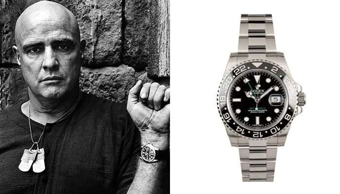 Marlon Brandon in Apocalypse Now wearing a Rolex GMT Master