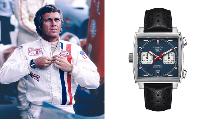 Steve McQueen wearing a TAG Heuer Monaco in Les Mans