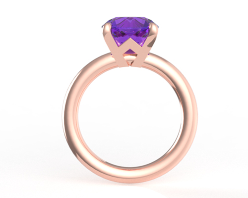 Amethyst gemstone set in a rose gold engagement ring