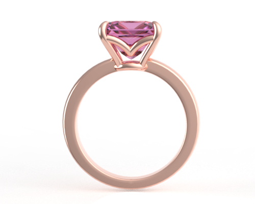 Pink sapphire gemstone set in a rose gold engagement ring