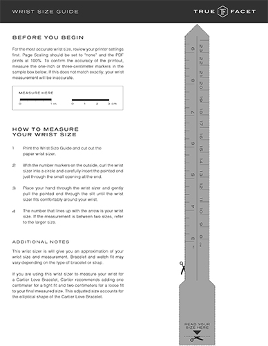 Preview of TrueFacet's Wrist Sizer.