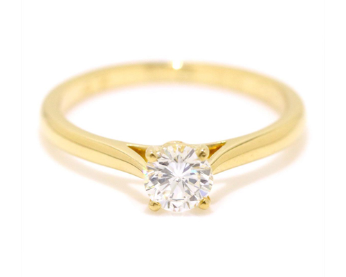 Cartier yellow gold engagement ring with solitaire diamond