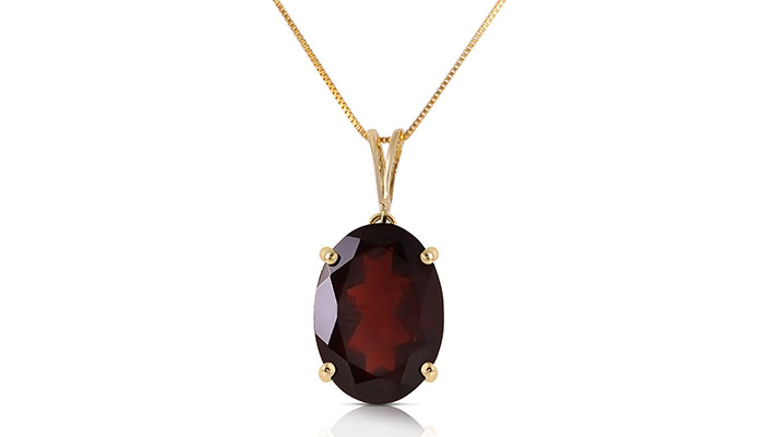 6 CTW 14K Solid Gold Necklace Oval Garnet