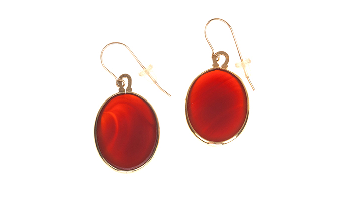 Carnelian Cabochon Dangle Earrings