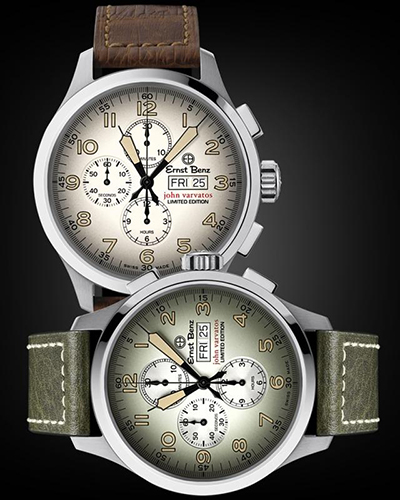 Ernst Benz x John Varvatos Limited Edition Watches with Green and Brown Leather Straps