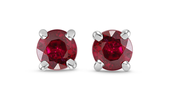 Leibish 14K White Gold Ruby Earrings