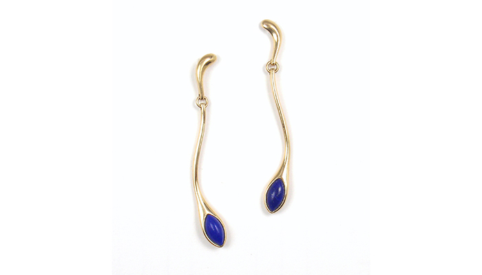 Tiffany & Co. Peretti 18K Yellow Gold & Lapis Lazuli Tear Drop Dangle Earrings