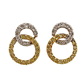 14K Yellow & White Gold Diamond Double Circle Earrings