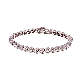 14K White Gold with Heart Diamond Hinged Link Bracelet