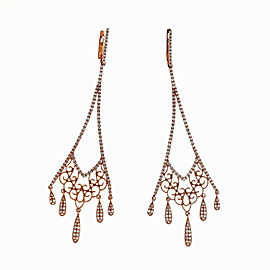 14K Rose Gold with 1.14ct Diamonds Long Dangle Earrings