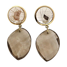 18K Yellow Gold 66.90ct Quartz Dangle Earrings