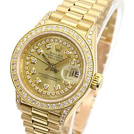 Champagne Lady Datejust Diamond Dial Lugs President Band 26mm Watch