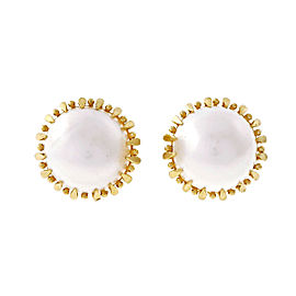 14K Yellow Gold & Mobe Pearl Earrings