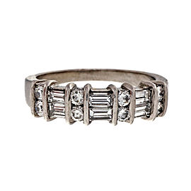 Platinum 0.55ct Diamond Bar Set Band Ring Size 6.75