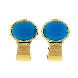 18K Yellow Gold Persian Turquoise Clip Post Earrings