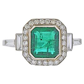 Emerald Diamond Platinum Ring