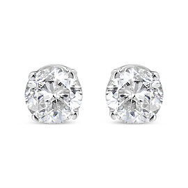 True AGS Certified 14K White Gold 1.0 Cttw 4-Prong Set Brilliant Round-Cut Solitaire Diamond Push Back Stud Earrings (G-H Color, SI2-I1 Clarity)