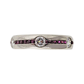 Platinum with 0.60ct Diamond and 0.60ct Ruby Wedding Band Ring Size 5.75