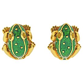 David Webb Enamel Gold Frog Earrings