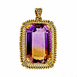 18K Yellow Gold with 25.00ct Ametrine & Diamond Pendant