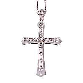 Platinum 1950 Diamond Cross Open Work Vintage Necklace