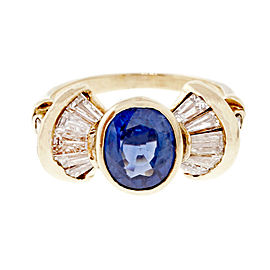 14K Yellow Gold with 1.70ct Sapphire & 0.50ct Diamond Ring Size 6.5