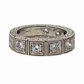 Peter Suchy Platinum Diamond Art Deco Style Wedding Band Ring Size 6.75