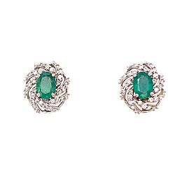 Diamond Emerald Earrings 14k White Gold 2.17 TCW Certified $5,950