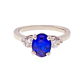 18K White Gold Bright Blue 1.71ct Sapphire & Diamond Ring Size 6.5