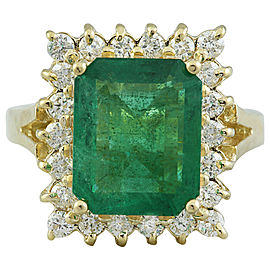 5.16 Carat Emerald 14K Yellow Gold Diamond Ring