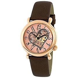 Stuhrling Cupid II 109.1245E14 Rose-Tone Stainless Steel & Leather 35mm Watch