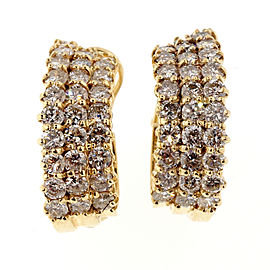 14K Yellow Gold 4.25ct Diamond 3 Row Hoop Earrings