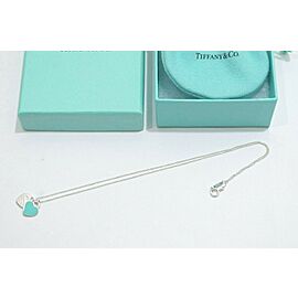 Tiffany & Co Sterling Silver Blue Enamel Mini Heart Necklace Lxmda-177