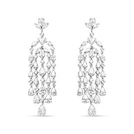 18K White Gold 11 1/8 Cttw Fancy Mixed Diamond Waterfall Chandelier Dangle Drop Earrings (VS1-VS2 Clarity, G-H Color)