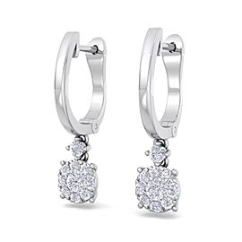 GLAM ® Elegant halo drop earrings in 14K gold with white diamonds of 0.44 ct in weight