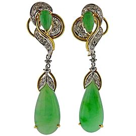 Gold Diamond Jade Drop Earrings