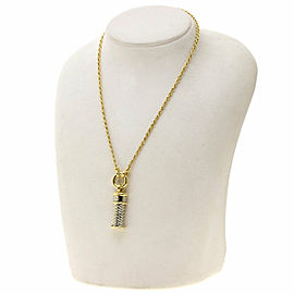 HERMES Diamond K18 Yellow Gold Stainless Steel Necklace LXGQJ-877