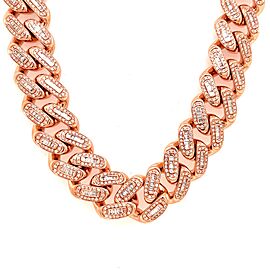 14K Rose Gold 16MM Baguette Diamond Miami Cuban Chain 13.25 CT 22"