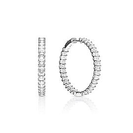 Eliza Carats Emerald Cut Earth Mined Hoops Diamond Earrings in 14 karat White Gold