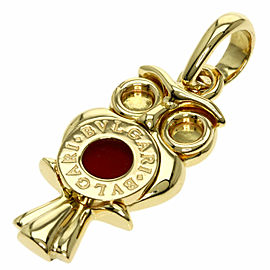 BVLGARI 18k Yellow GoldOwl motif carnelian top Pendant LXGQJ-590