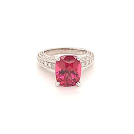 Diamond Rubellite Ring Platinum 3.72 TCW Certified $4,950