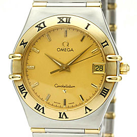 OMEGA Constellation 18K Gold Steel Quartz Mens Watch LXGoodsLE-523